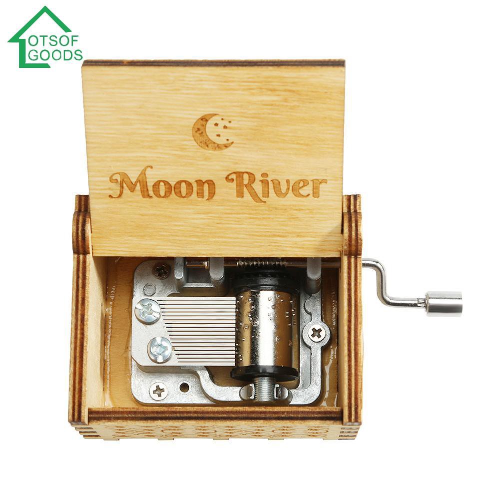Hộp nhạc gỗ Moon Rive/La vie en rose độc đáo cổ điển