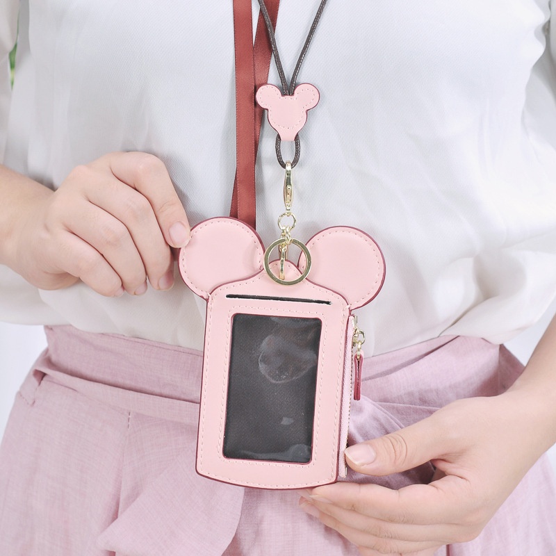 Bộ túi đựng thẻ có khóa kéo hình mickey cho học sinh, nhân viên