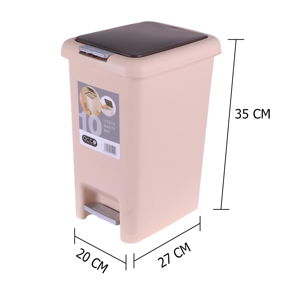 HomeBase ACCO Thùng rác bằng nhựa hình vuông 10L G1830 W20xH35xD27cm màu be