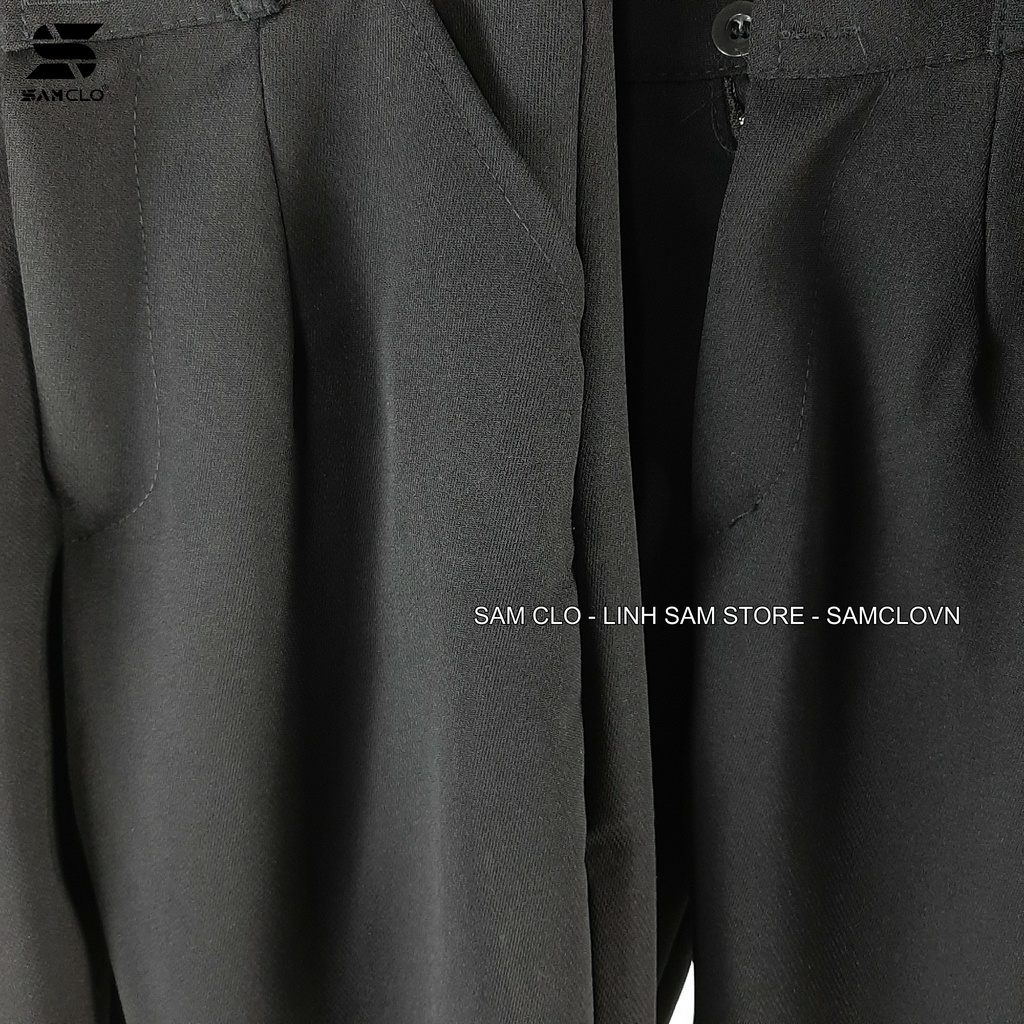 Quần tây đi học nữ cạp cao dáng suông ỐNG ÔM 2 nút