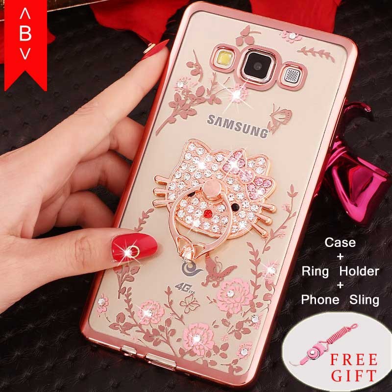 Ốp điện thoại nhựa mềm đính đá sang trọng có nhẫn đỡ Samsung A9 2016/ A9 Pro