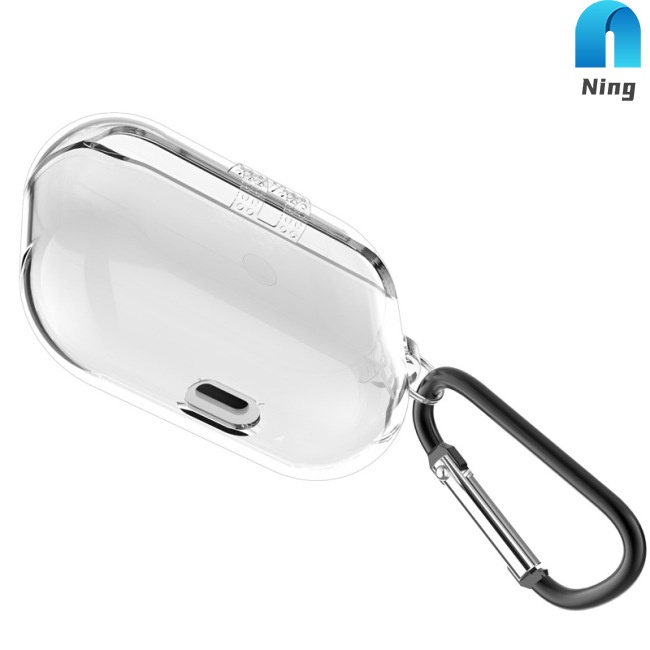 Ning Shockproof Case for AirPods Pro with Keychain Hook Up Earphone Protective Cover For AirPods 3 Clear Transparent