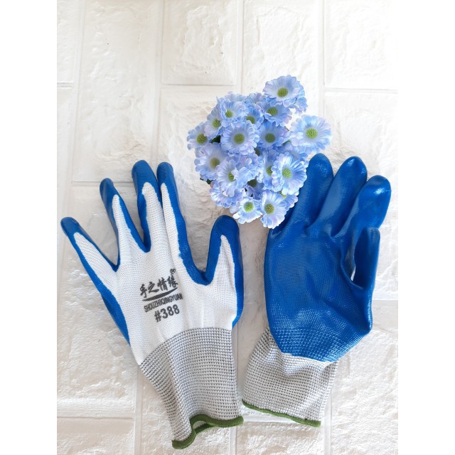 Găng tay phủ sơn xanh chống hóa chất, chống dầu, găng tay bảo hộ lao động 388 (1 đôi)