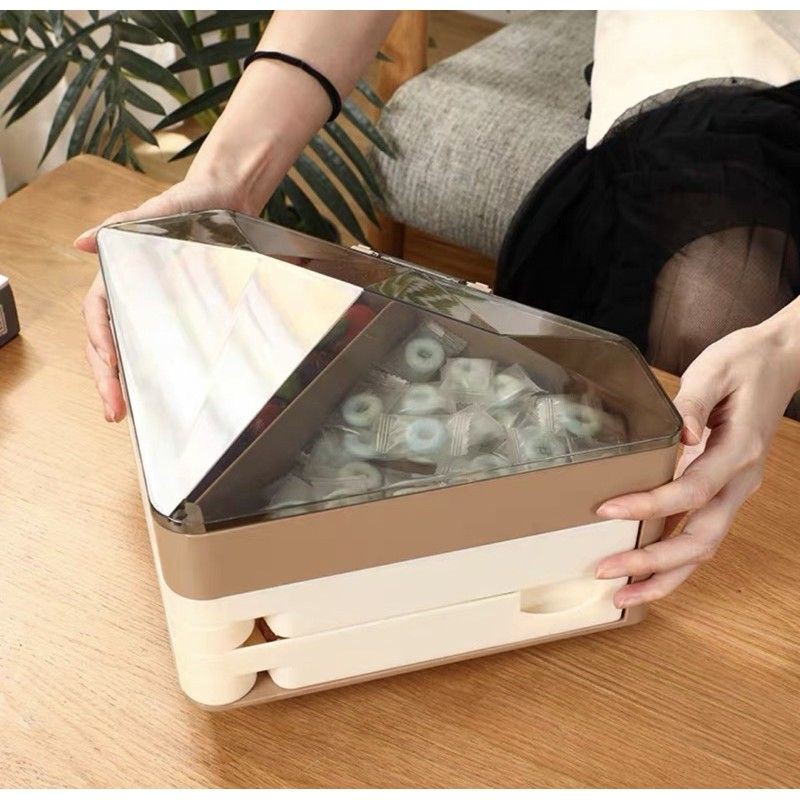 (Loại 1) khay mứt tết, khay đựng mứt kim cương 3 tầng 6 cánh