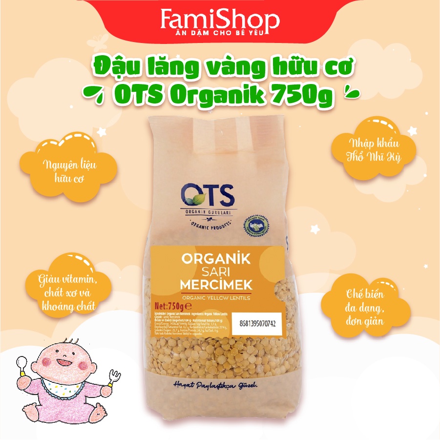 FamiShop Đậu lăng vàng hữu cơ OTS Organik 750g