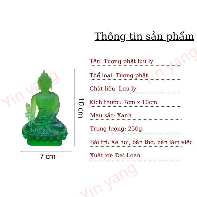 Tượng Phật Dược Sư Lưu Ly Màu Xanh Lá 10 cm