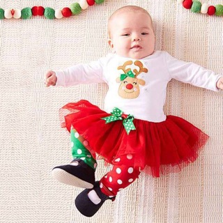 Set đầm kèm quần cho bé vui noel