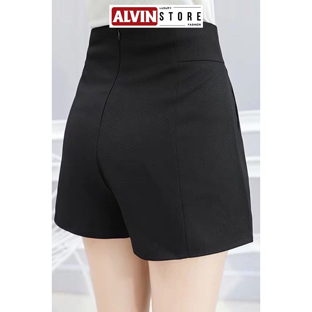 Quần Short Đùi Nữ Cạp Cao Dây Kéo Sau Mặc Đi Chơi Sang Đẹp Alvin Store 11004