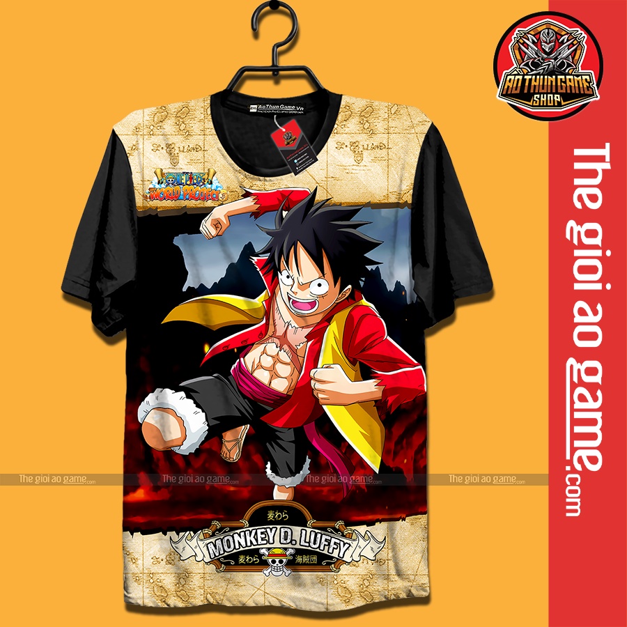 Áo One Piece Luffy Mũ Rơm (3D Đen) Luffy Mũ Rơm A01, áo thun nam nữ Anime Manga One Piece (Shop AoThunGameVn)