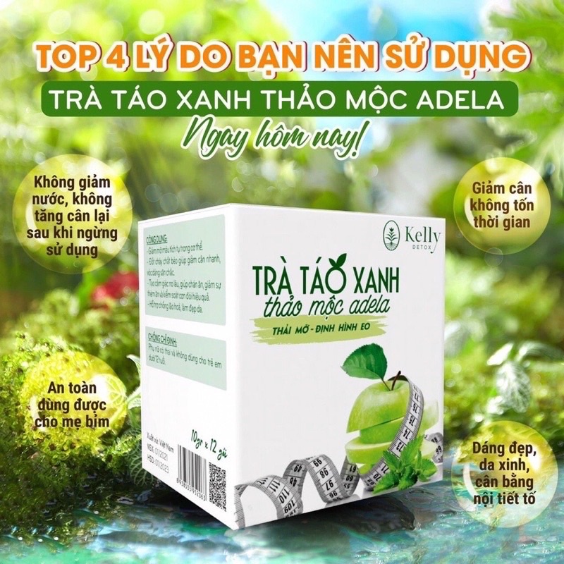 Giảm cân Trà táo xanh chính hãng hộp 12  gói