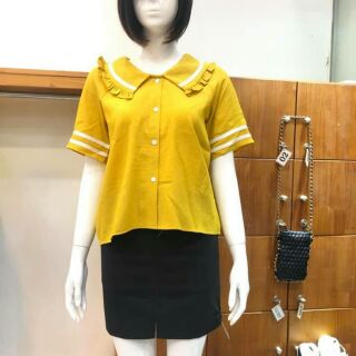 Áo sơ mi vàng tay sọc