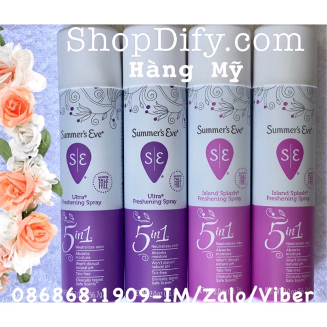 Xịt thơm kháng khuẩn, Nước hoa vùng kín Summer’s Eve 56.7g Xịt phụ khoa của Mỹ thơm mát, quyến rũ