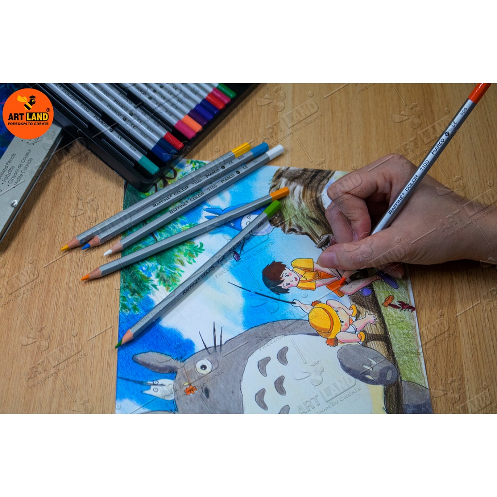 Hộp 24 Cây Màu Chì Khô Marco Rafine Cao Cấp Hộp Thiếc