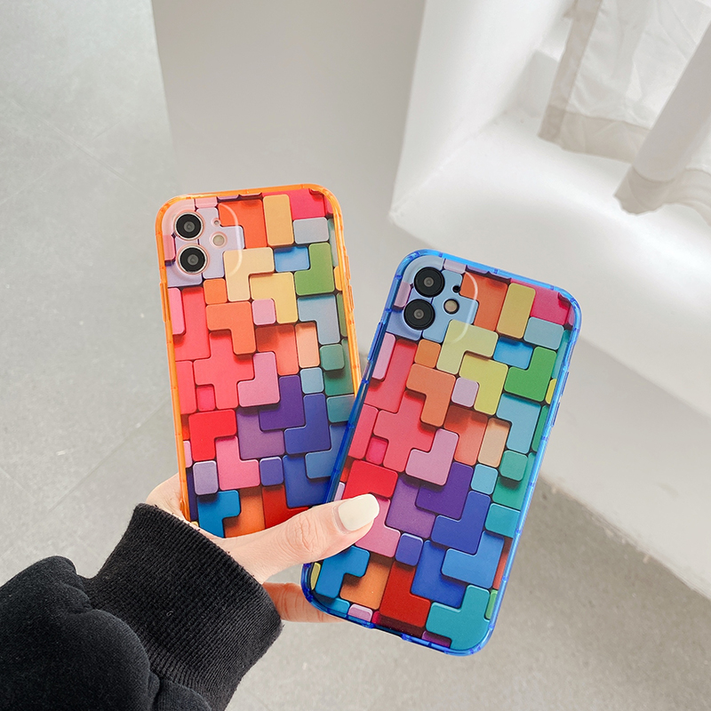 Ốp điện thoại mềm họa tiết xếp gạch Tetris cho iPhone 12 11 Pro Max 7 8 Plus XR X XS MAX SE 2020