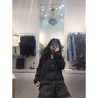 Sơ mi lụa tay dài sọc dọc
