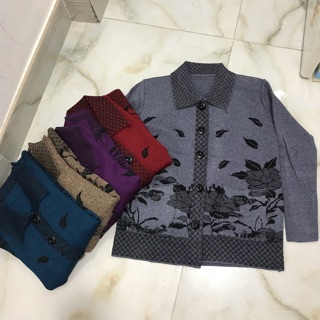 Áo khoác len cổ bẻ trung niên