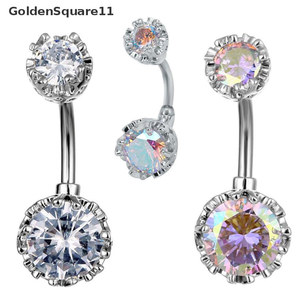 [Goldsquare11] Khuyên Rốn Dạng Thanh Tạ Đính Pha Lê