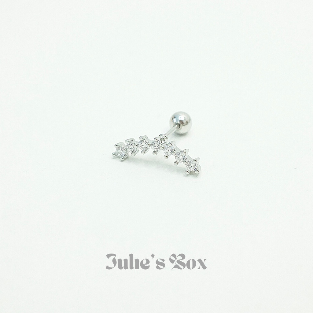 Khuyên Tai Vành 7 Đá Tai Xỏ Nam Nữ Hình Unisex Titanium Không Đen Không Ngứa Không Dị Ứng julies box