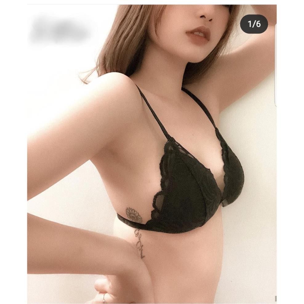 Bộ đồ lót ren đen dây♥️FREESHIP♥️ Ren cao cấp Sexy gợi cảm có dây ôm ngực nguyên set gồm áo lót + quần lót