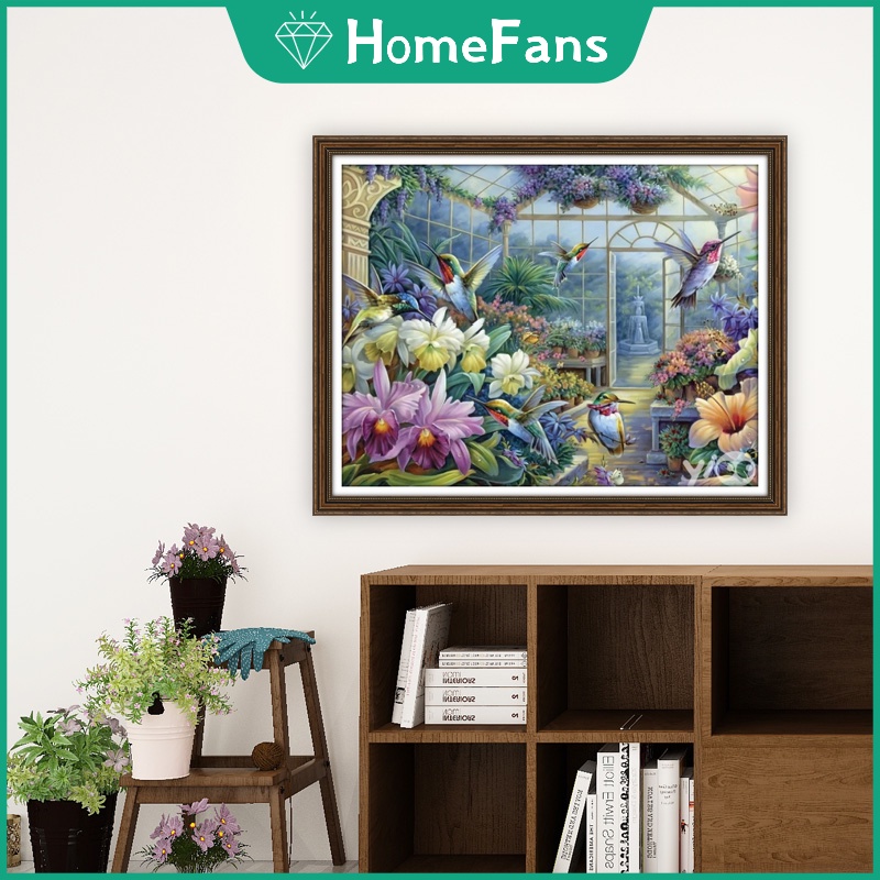 Bộ Tranh Đính Đá 5D Tự Làm Hình Chim Ruồi 40x50cm Trang Trí Nhà Cửa