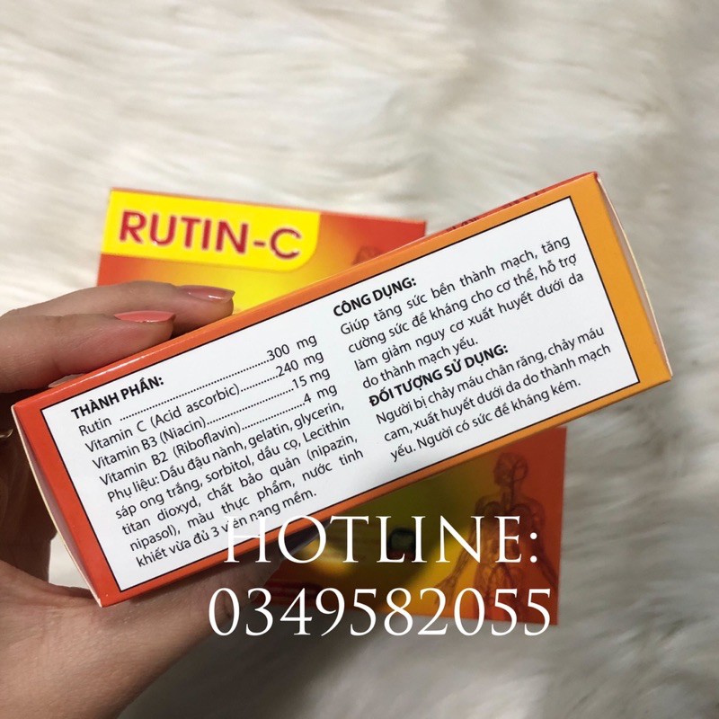 RUTIN C HỘP 30 viên nang mềm - Hỗ trợ điều trị viêm loét miệng, chảy máu cam, xuất huyết dưới da