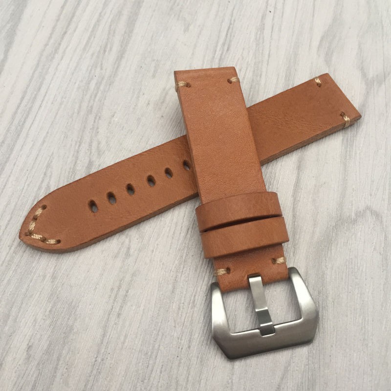 （Bolanxun） Dây đeo bằng da làm thủ công tùy chỉnh thô dây đồng hồ da cổ điển đồng hồ quân đội thay thế đồng hồ phi công