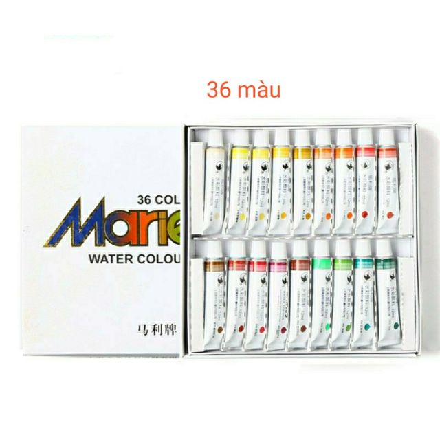 BỘ 36 MÀU VẼ TRANH TRUYỀN THẦN MÀU NƯỚC MARIES(Tặng 1bộ cọ 3 cây)