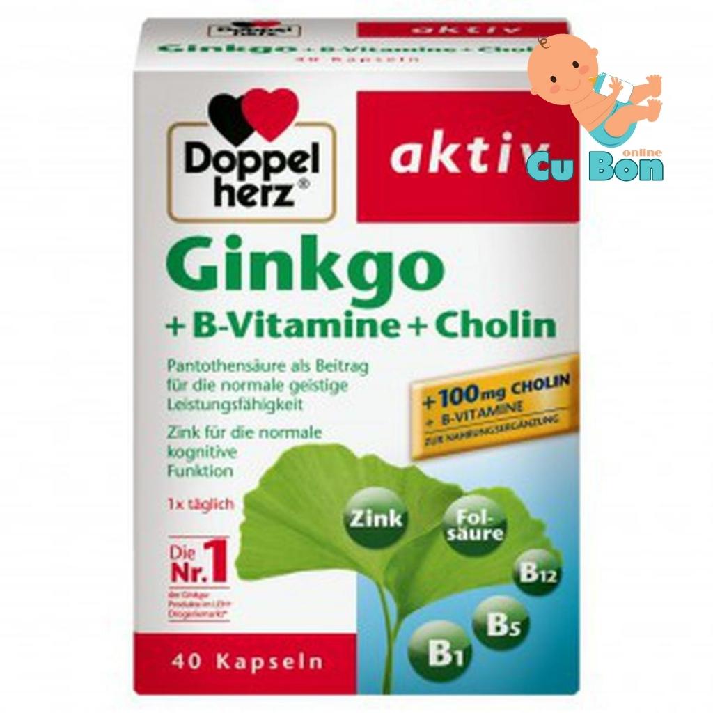 viên uống Bổ Não Doppelherz Aktiv Ginkgo + Vitamin B + Cholin của Đức 40 viên tăng cường khả năng tập trung
