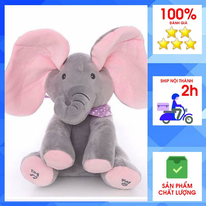 Thú nhồi bông cute cho bé voi ú òa hát tiếng anh kích thích sự tò mò bé cười thả ga Mommybaby