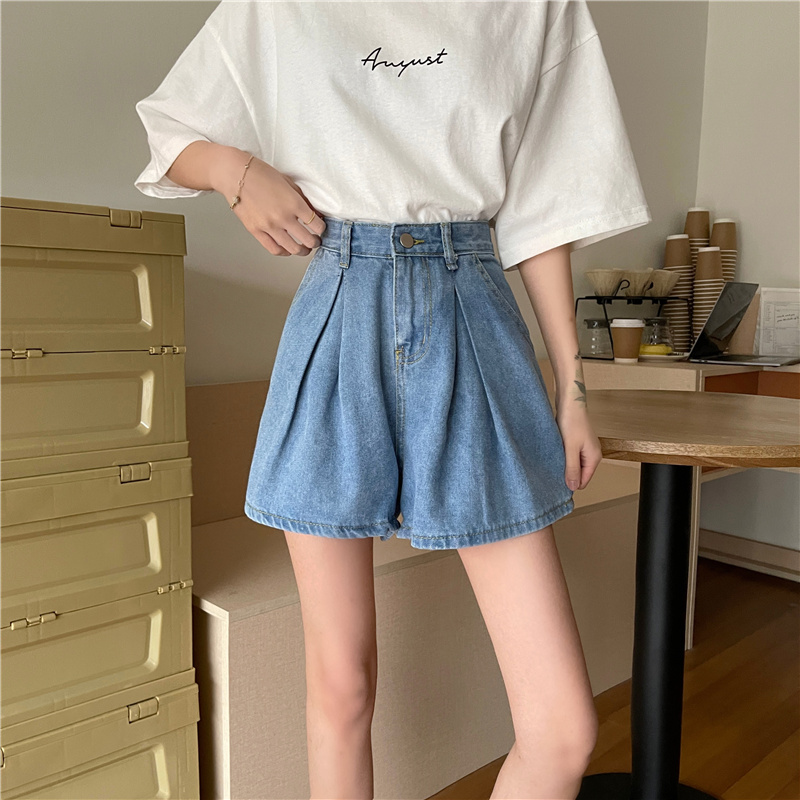 SUXI Quần jeans ngắn ống rộng thời trang dành cho nữ