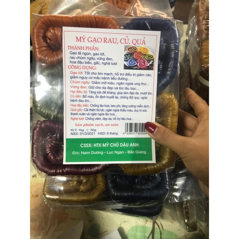 Mì ngũ sắc rau củ số 1 Việt Nam, Mì chũ rau củ tự nhiên 1kg Orgafood, đặc sản Bắc Giang | BigBuy360 - bigbuy360.vn