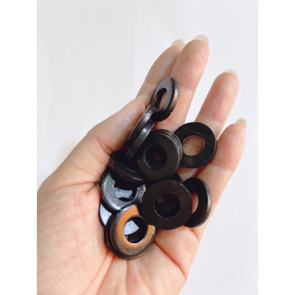 Lông đền đen mỏng & dày 6li->12li, vòng đệm phẳng màu đen lắp thông dụng