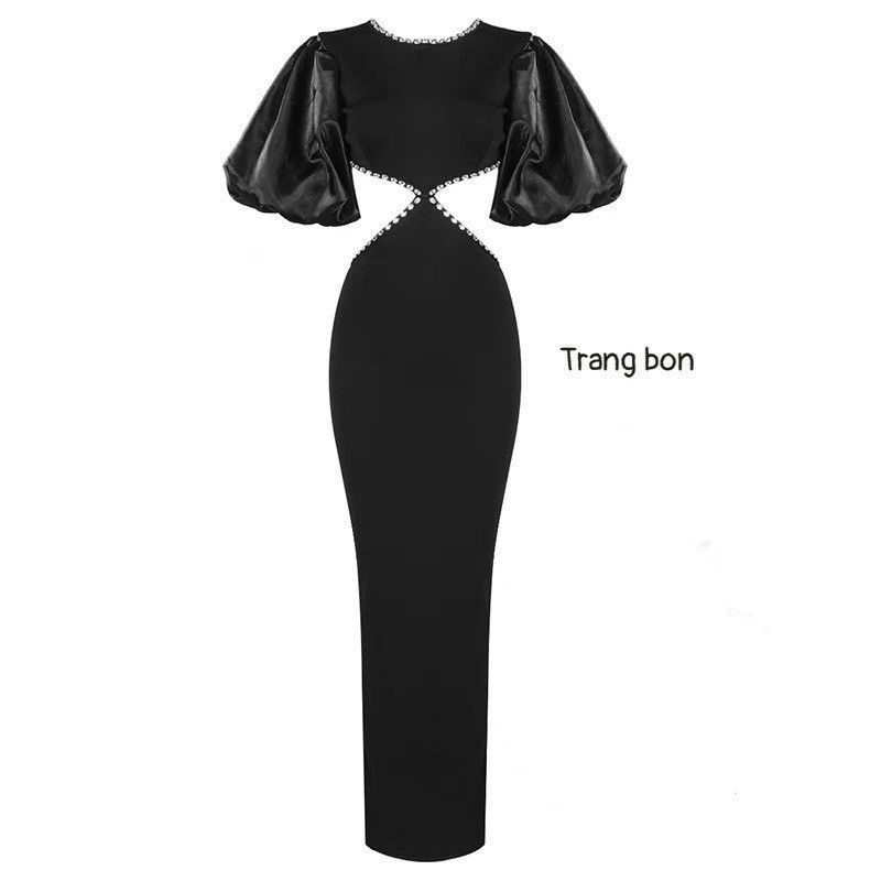 Đầm maxi tay phồng kết