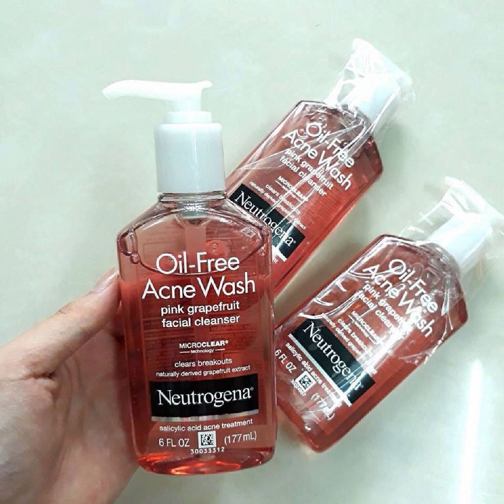 Sữa Rửa Mặt Neutrogena Oil Free Acne Wash Pink Grapefruit Facial Cleanser (177ml) - skinsosoft