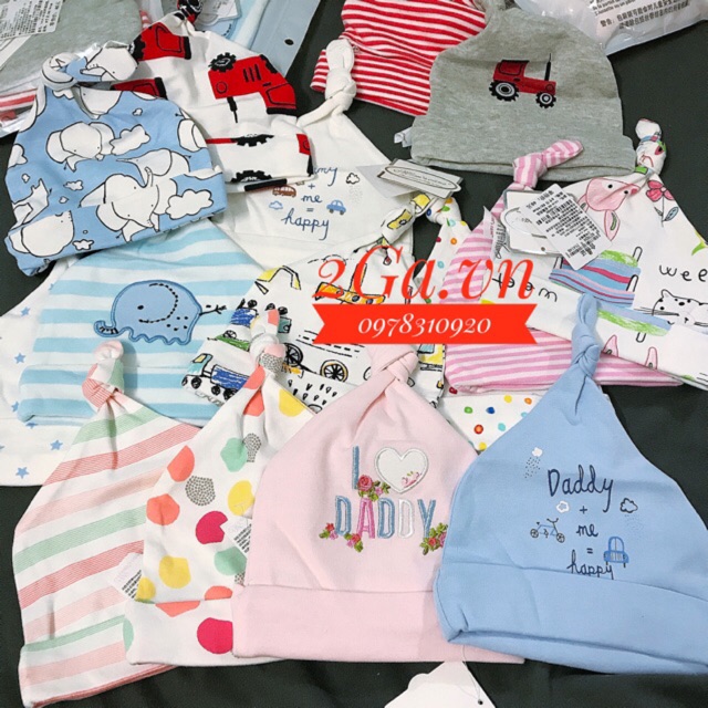 Mũ cotton mom care cho bé 0-6 tháng