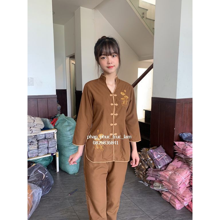 Đồ lam, đồ đi chùa, đồ phật tử - cổ tàu thêu