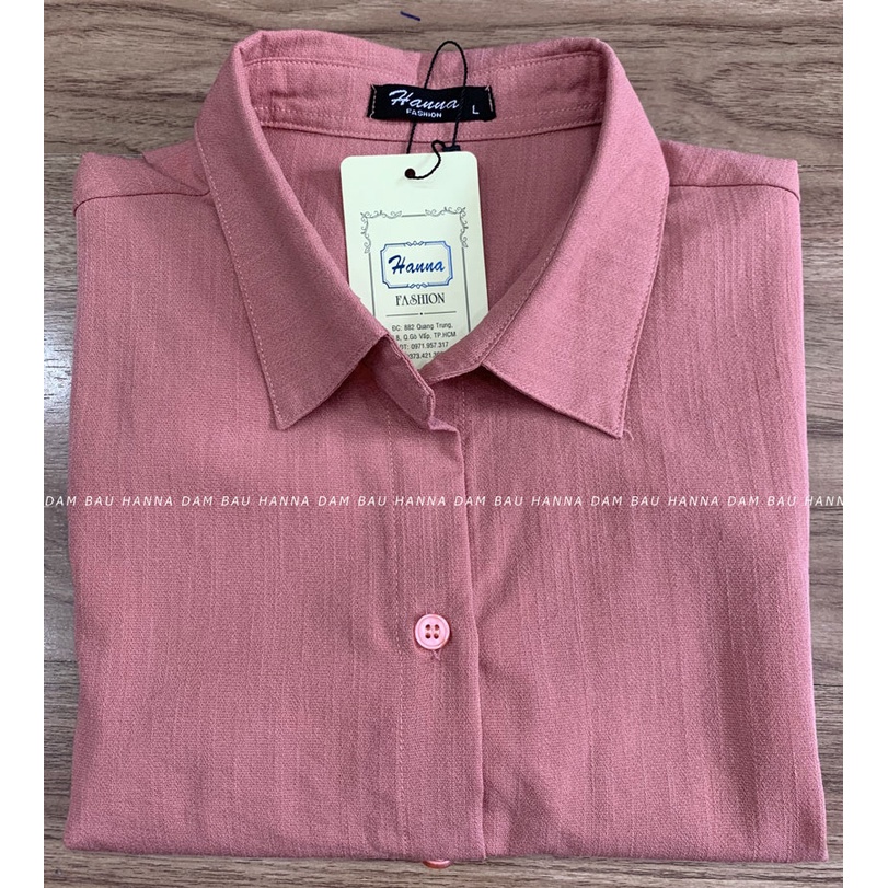 [HANNA] Áo bầu sơ mi trắng tay lỡ công sở CÓ SIZE 40-80KG vải đũi cao cấp thấm mồ hôi tốt thoáng mát mùa hè cho bé ty đư