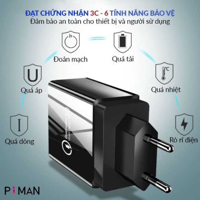 Củ sạc nhanh hỗ trợ Quick Charge QC3.0 - 4