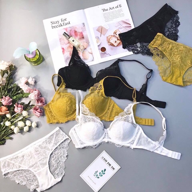 Bộ đồ lót thêu ren vintage cao cấp, áo ngực nâng sexy có gọng, đệm mỏng giá 340k sale 229k | BigBuy360 - bigbuy360.vn