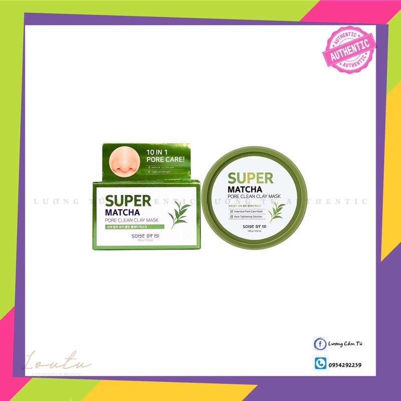 Mask nạ đất sét trà xanh Super Mat Cha Pore Clean Clay