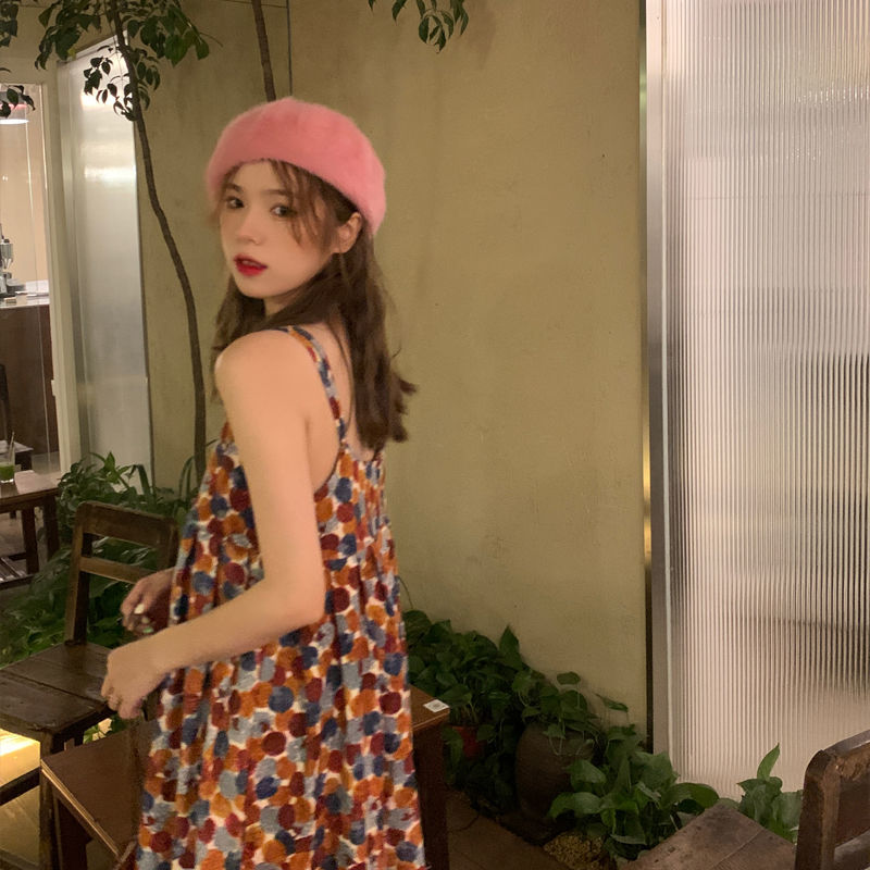 Đầm hoa hai dây phong cách Retro Pháp ngọt ngào gợi cảm