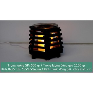 Đèn xông tinh dầu gỗ sọc chéo-dx04