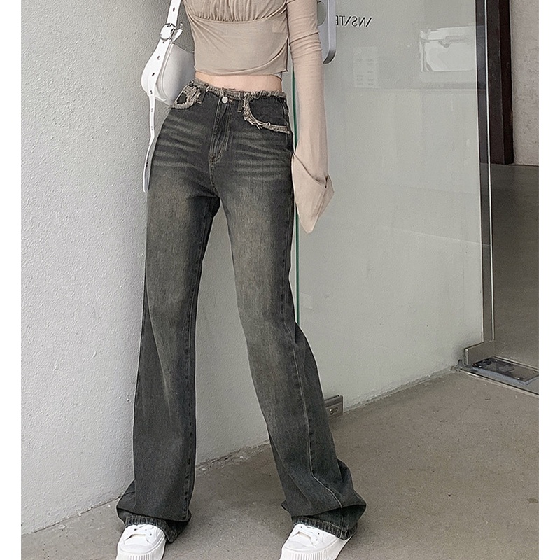 Quần Denim Ống Suông Thời Trang Mùa Thu Dành Cho Nữ