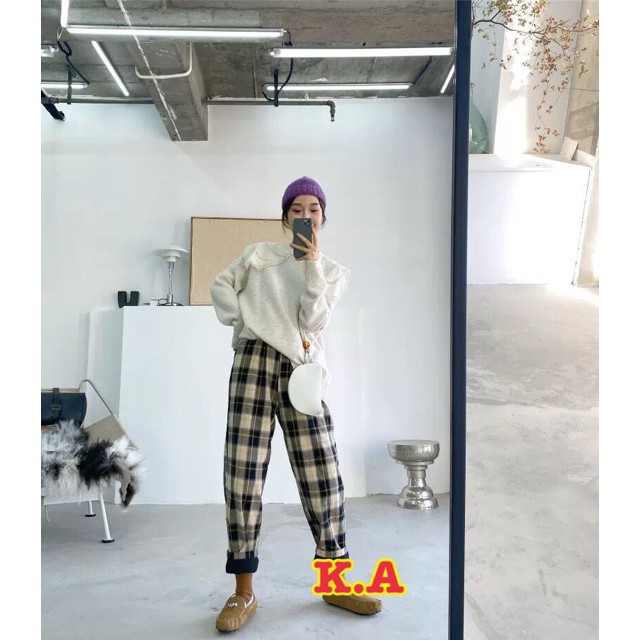 Quần ống rộng kẻ nhiều màu K&A. | BigBuy360 - bigbuy360.vn