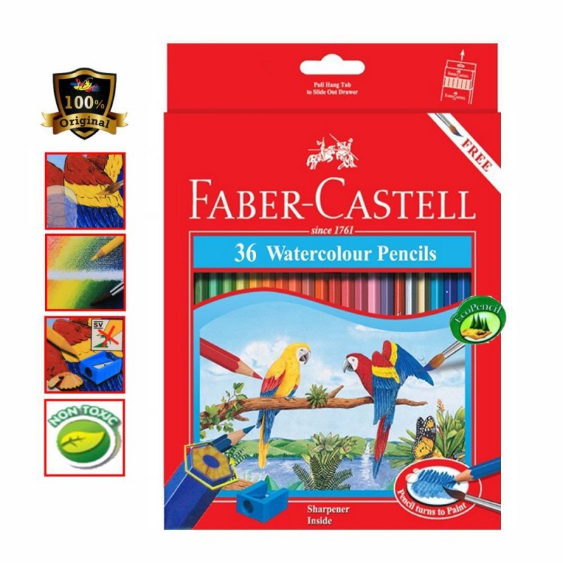 Chì màu nước FABER CASTELL 24/36/48/60/72 màu (Hộp giấy và Hộp thiếc)