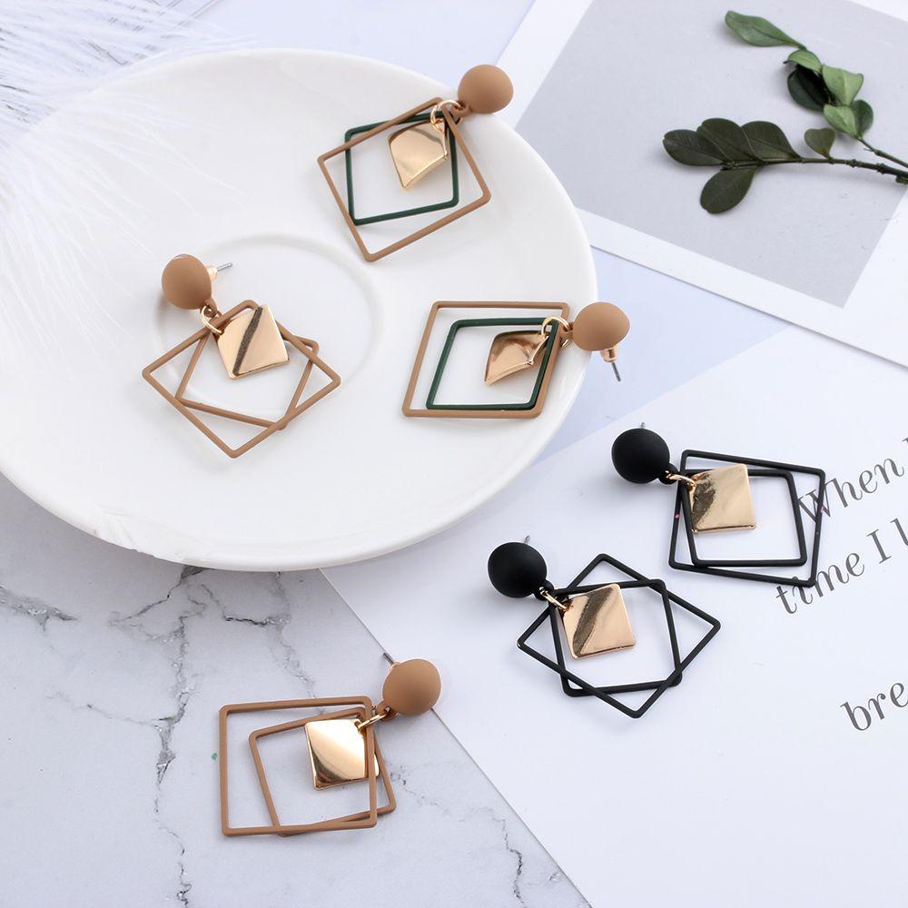 Bông Tai Gỗ Hình Học Thời Trang Cho Nữ