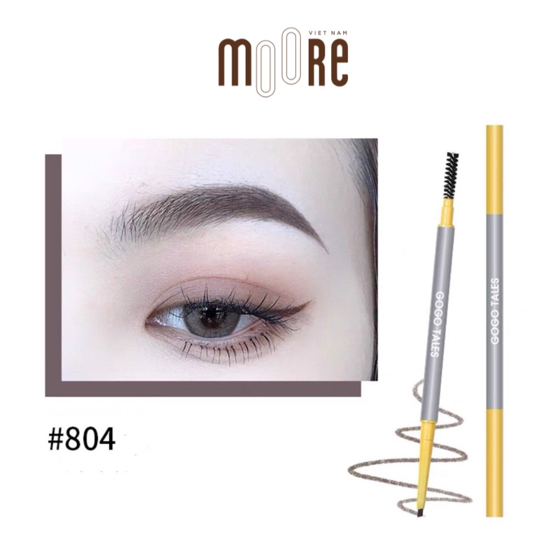 Chì kẻ mày ngang 2 đầu GOGO TALES Cloud mist brownpencil
