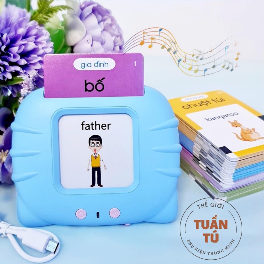 Máy đọc từ vựng song ngữ Anh Việt học tiếng anh, Máy đọc thẻ flashcard 112 thẻ 224 từ cho bé - Tuấn Tú Office Store