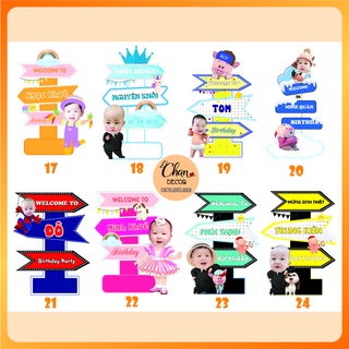Cây welcome sinh nhật in hình chibi, tên bé. kích thước 40cm