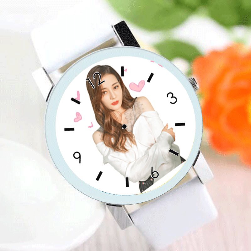Đồng hồ đeo tay nam nữ in hình ĐỊCH LỆ NHIỆT BA idol diễn viễn hoa ngữ tiện lợi thời trang